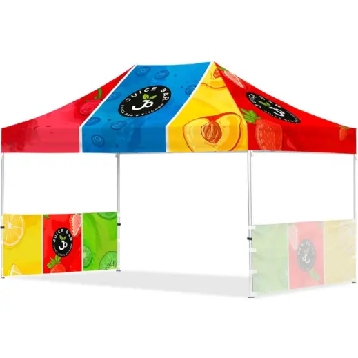 Coated Steel Sublimated Gazebo 4.5m x 3m - 2 Short Half-Wall Skins Branded